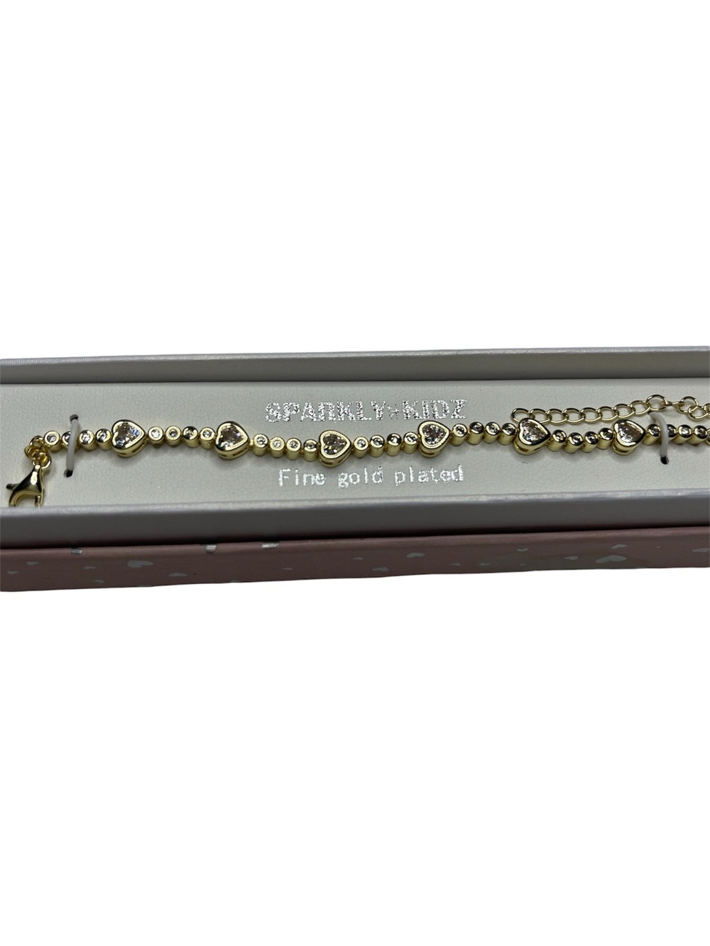 Fine Gold Plated Sparkly Kidz Heart Bracelet 7” - Picture 3 of 7